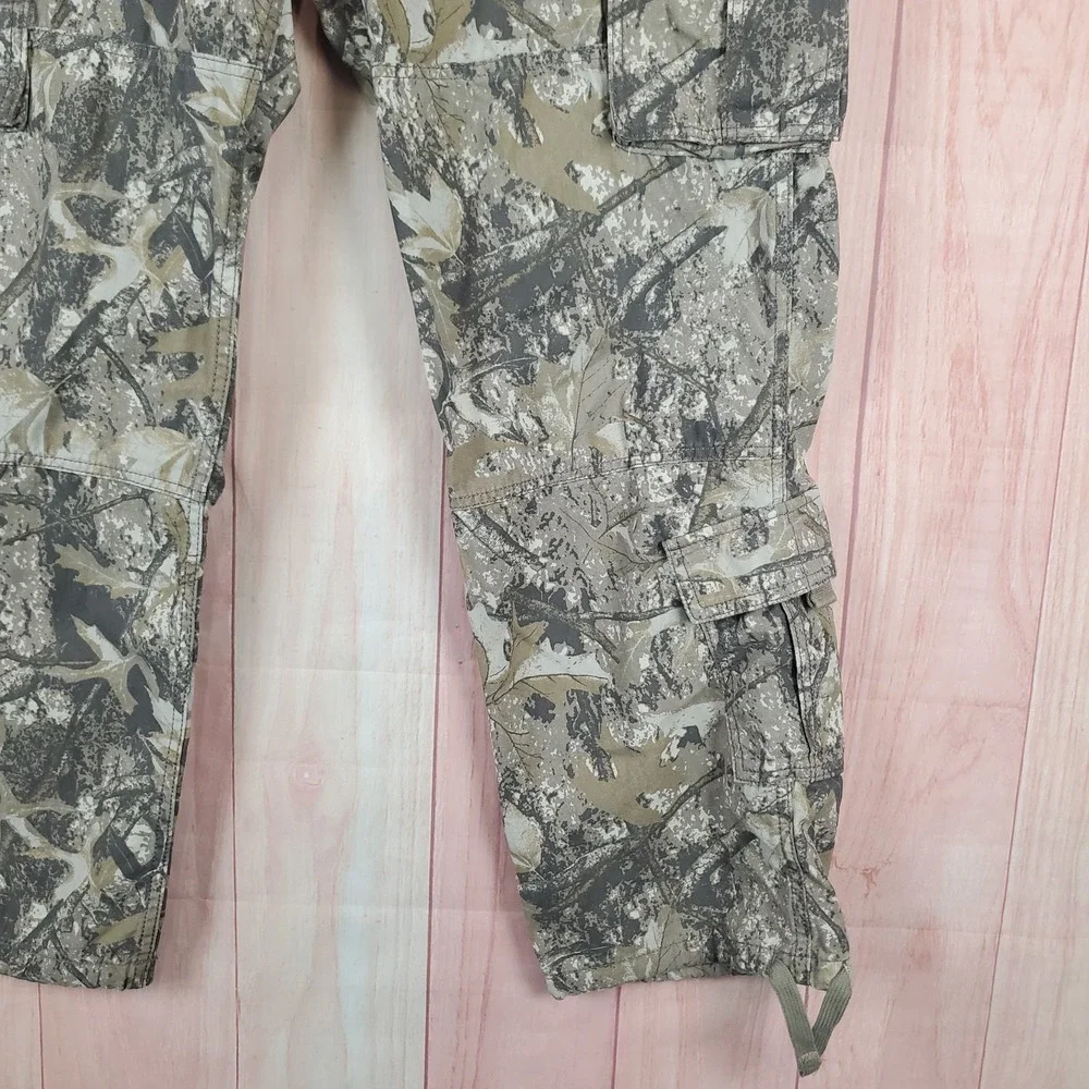 Aeropostale‎ Mens Baggy Cargo Pants Large Brown Camouflage 100% Cotton Zip Fly